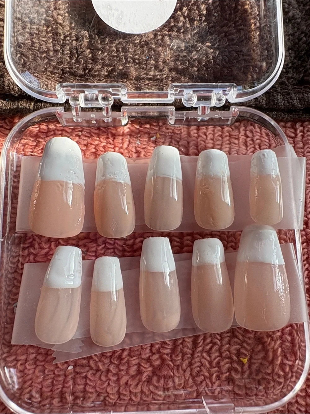 Neutral Nude & White French Press-On Nails